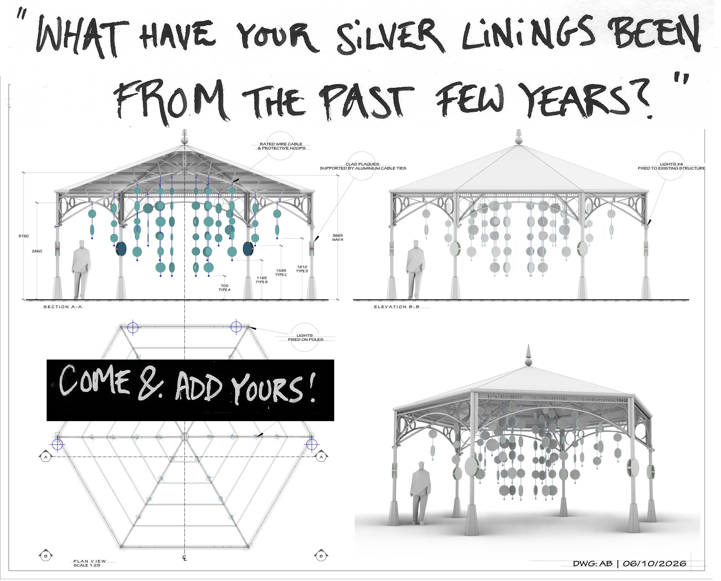 silver linings outdoor community arts sculpture by artist luke winter
